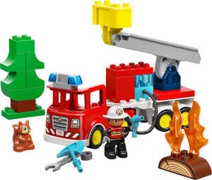 Fire Truck with Hose and Firefighter