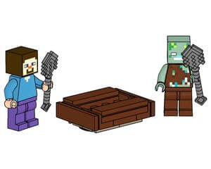 Steve with Boat and Water Zombie